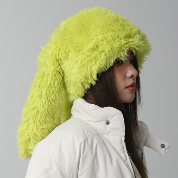 Y2K Fuzzy Bunny Hat for Women Girls Cute Furry Beanie with Long Rabbit Ears - Picture 3 of 6